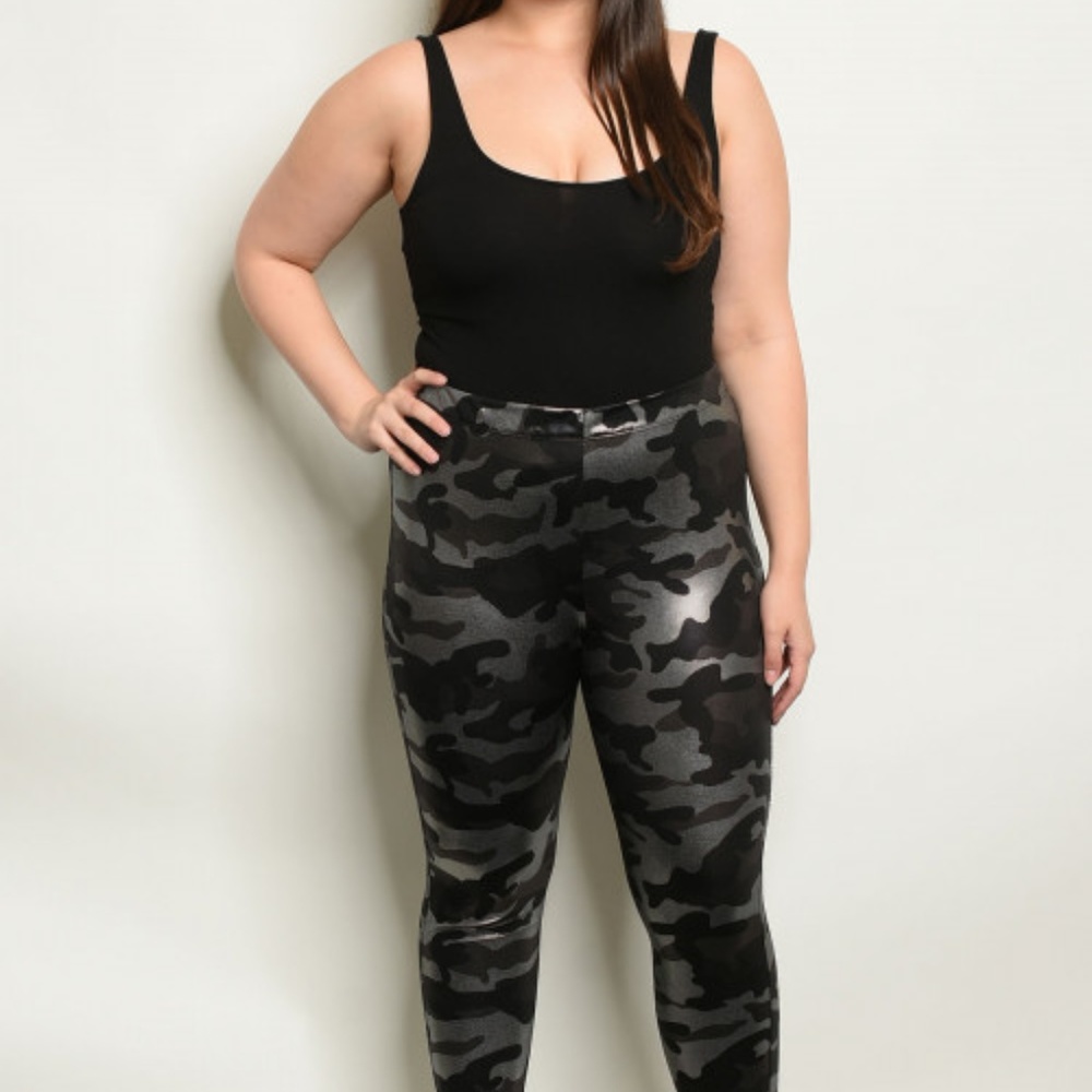 METALLIC BLACK & SILVER LEGGINGS - Picture 2 of 4